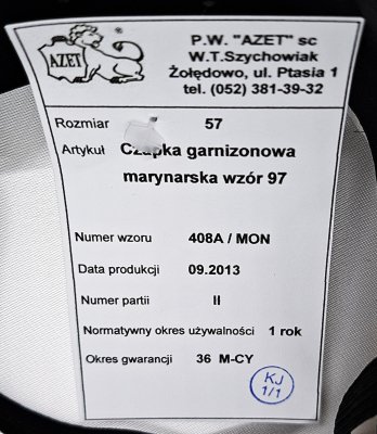 Czapka garnizonowa marynarska - ORP Kondor