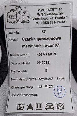 Czapka garnizonowa marynarska - ORP Kondor
