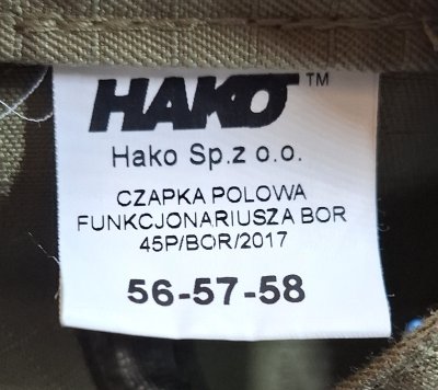 Czapka polowa BOR wz. 2017