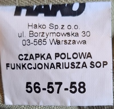 Czapka polowa SOP wz. 2018