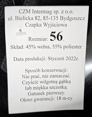 Czapka garnizonowa Policja wz. 2002 - aspirant szt